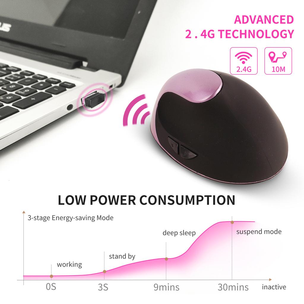 Wireless Charging Vertical Mouse Ergonomics Wireless Upright Photoelectric Built-in Lithium Battery Charging Mouse