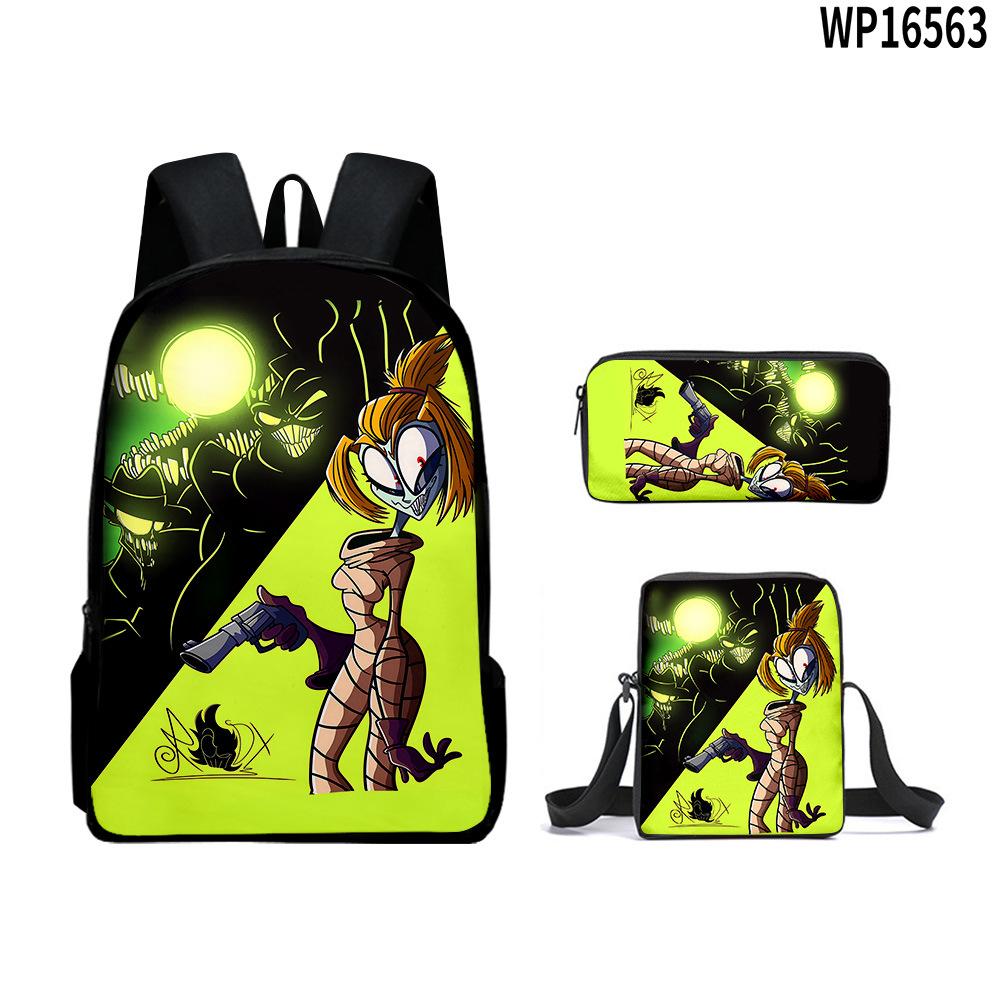3Pcs Set Book Bags Kids Bags 3D New Gas Lamp Area The Gaslight District Backpack Student Backpack Crossbody Bag Pen Bag