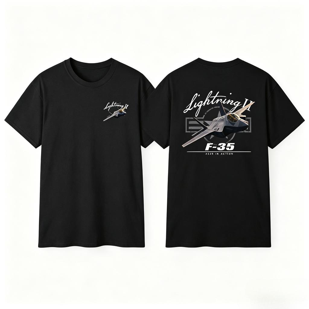 T-shirt Specifica Aereo F-35 Lightning II Streetwear Aviazione Militare Cotone Unisex Casual Grafica Caccia Top