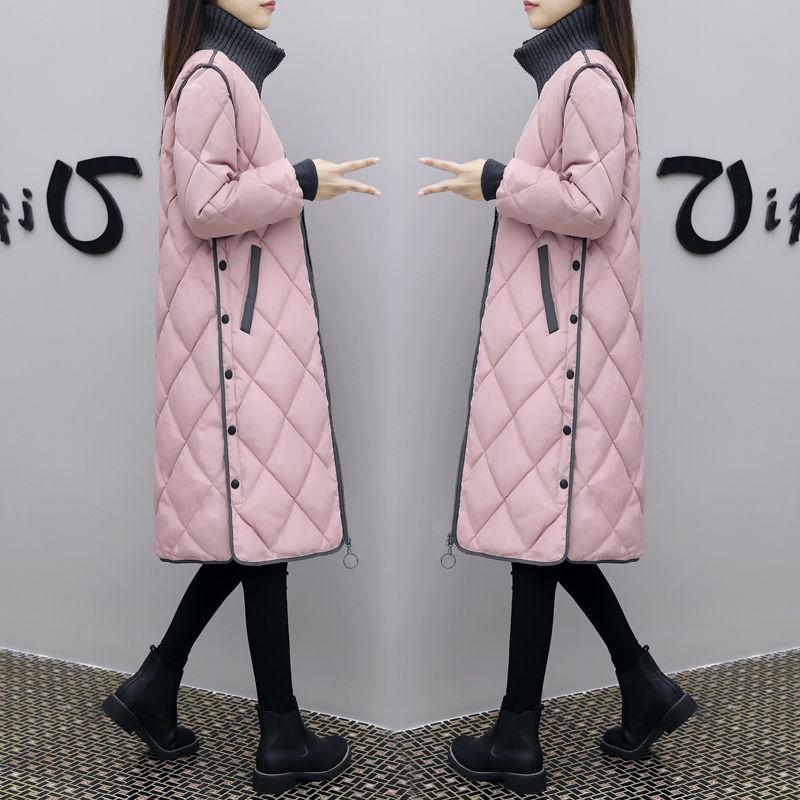 2023 Autumn/Winter Women's Mid-Length Korean Plus Size Lightweight Down Cotton Coat Jacket