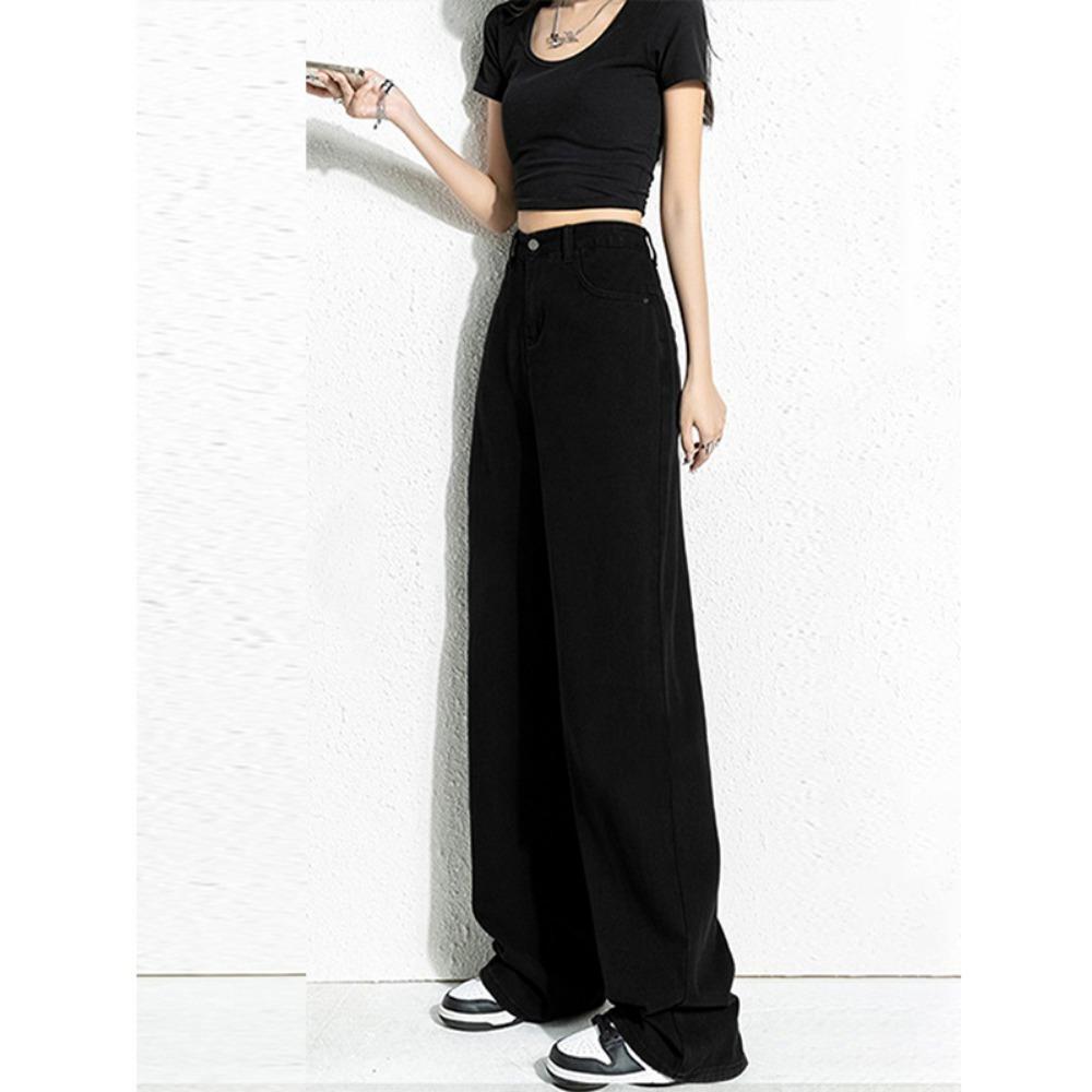 Simple Korean Version of High-waisted and Thin Wide-leg Jeans for Women's New Spring and Autumn Loose Personalized Floor-mopping Jeans