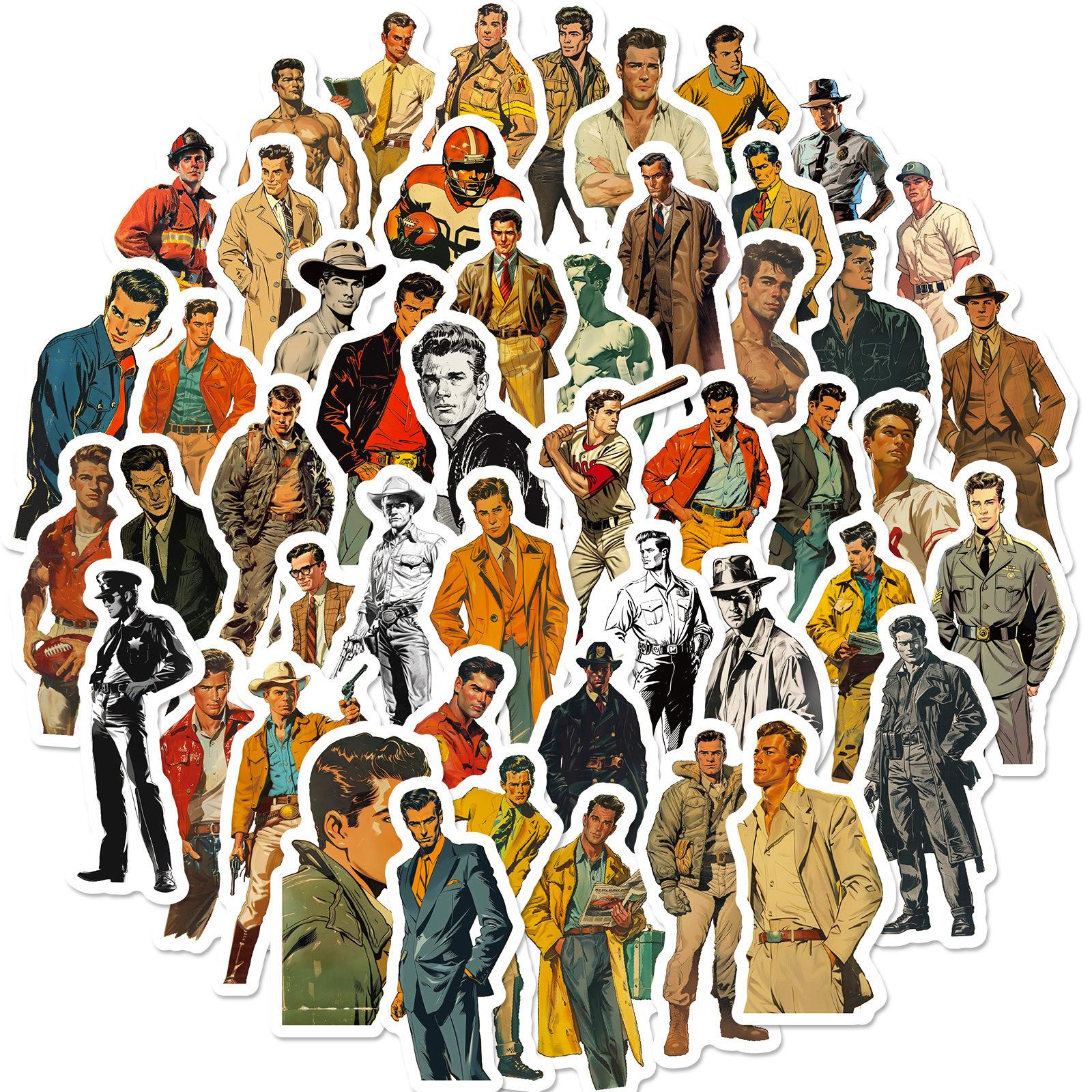 

50 Vintage Characters Cool Male Graffiti Stickers Diy Luggage Notebook Stickers