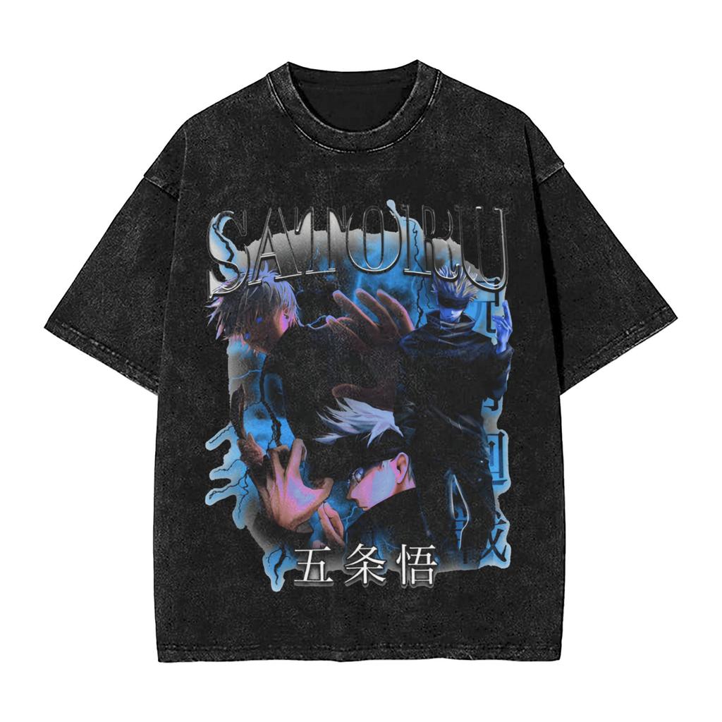 Gojo Satoru Anime Jujutsu Kaisen Camiseta de Verano Harajuku Hombre Algodón Fitness Vintage Calle Oversize Mujer Manga Corta