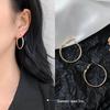 Double Layer Geometric Hoop Earrings - Women's Light Luxury Versatile Ear Cuffs, European & American Style, Exaggerated Circle Dangles Jewelry.