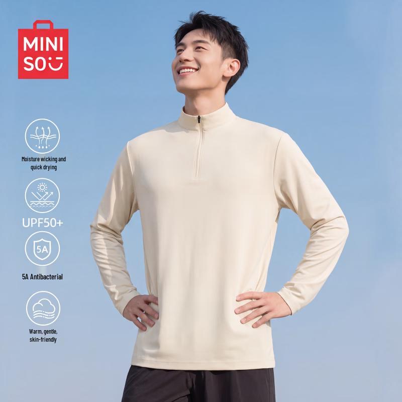 MINISO Men's Long-Sleeve Half-Zip Quick-Dry T-Shirt