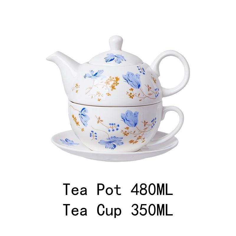 Floral Design Bone China Tea for One Set Ceramic Teapot with Cup And Saucer Single Serving Teaware