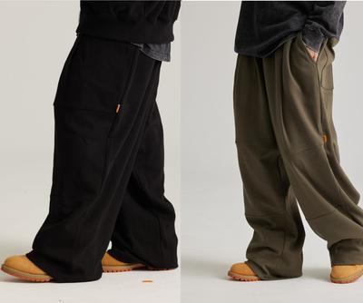 PHILIPPAKER [2Pack] Double-Knee Wide Single-Pleat Training Track Pants Khaki 2Pack