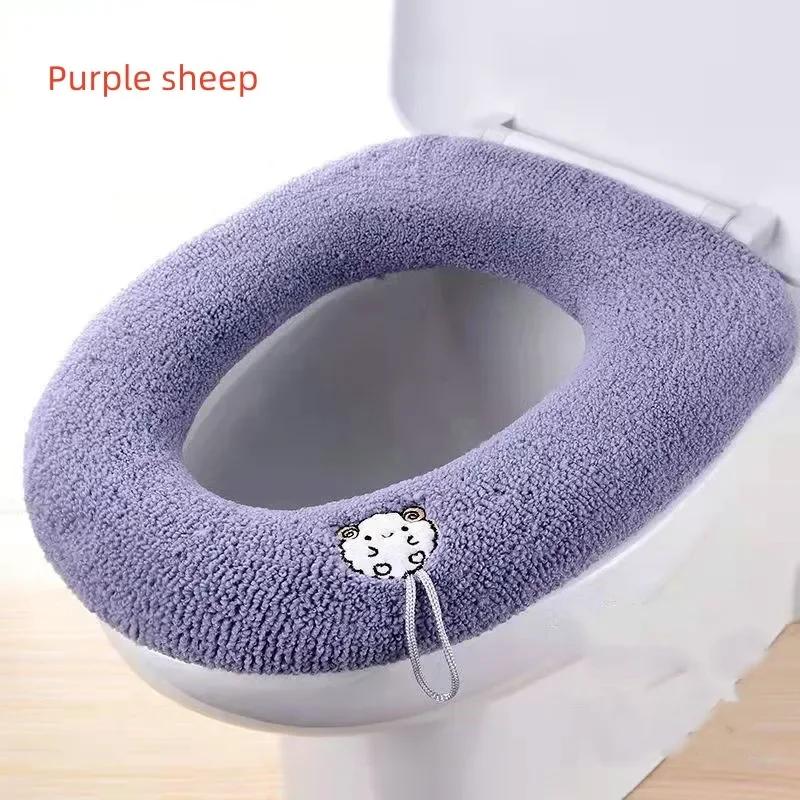 2Pcs Thicken Toilet Seat Cover Mat Winter Warm Soft Washable Closestool Mat Seat Case Toilet Lid Cover Bathroom Accessories
