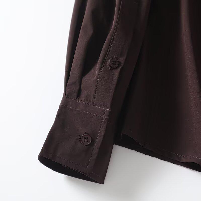 2025 Spring Women's Slim Fit Long-Sleeve Shirt with Turn-Down Collar