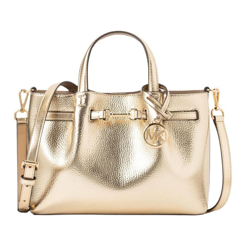MICHAEL KORS Carson brand logo zipper solid color letter charm adjustable and detachable shoulder strap logo handbag small women's gold yellow
