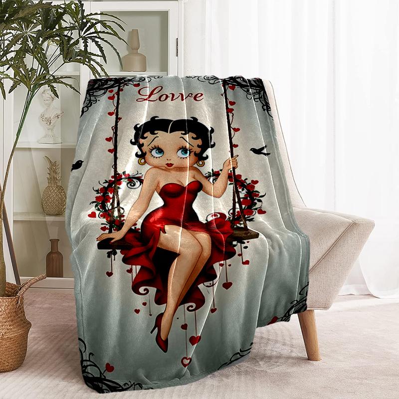 Betty Boop Print Blanket - Soft & Comfortable, for Bedroom, Travel, Sofa, Home Decoration - Birthday Christmas Gift for Friend