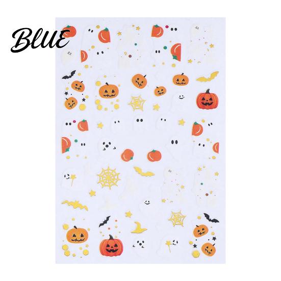 DIY Halloween Nail Art Stickers Cartoon Pumpkin Ghost Bat Decals for Stickers Decorations Self-Adhesive Holiday Manicure Women Easy Application