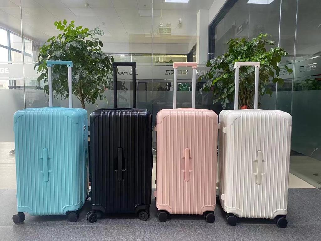 Thickened 24" PC Trolley Case: Drop-resistant, Large Capacity Suitcase with Combination Lock, Available in 26" & 30" Sizes, Leather Accent for Women.