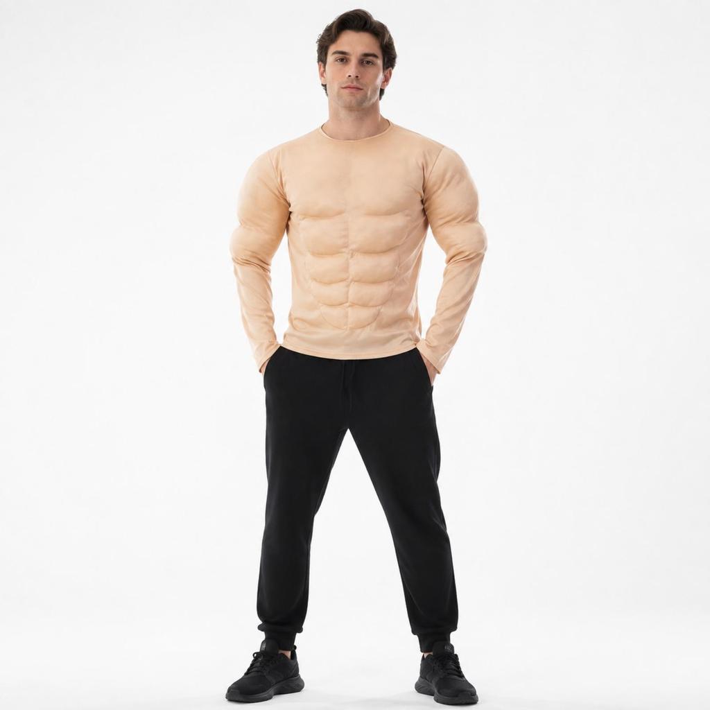 Flesh-Tone Muscle Costume Shirt Comfortable for Stage Performances
