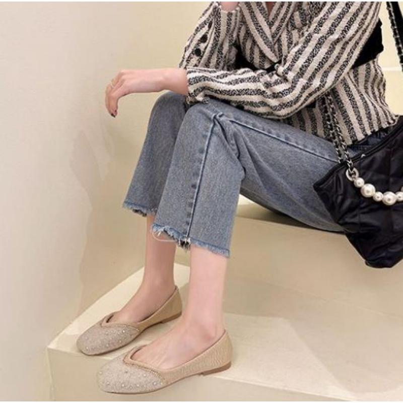 WTEMPO Dámské ploché boty Módní síťovina se čtvercovou špičkou Prodyšná Pohodlná Měkká podešev Drahokamu Všestranný Temperament Nízký podpatek Samostatné boty