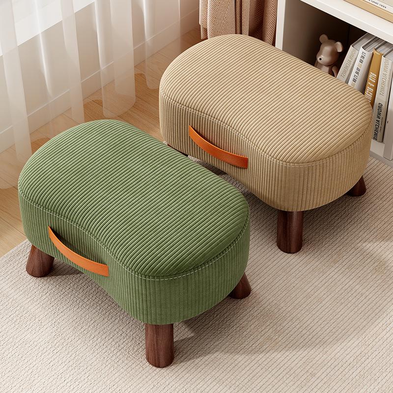 Wooden Low Stool Minimalist Shoe Changing Bench for Entryway Padded Footrest for Living Room Sofa Compact Bathroom Step Stool