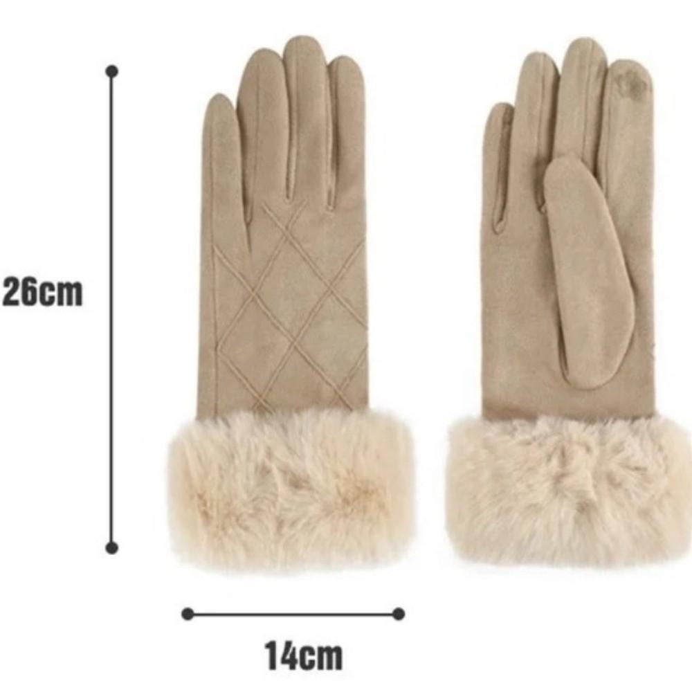 Winter Fleece-lined Gloves Plaid Cycling Mittens Elegant Touch Screen Gloves  Keep Warm