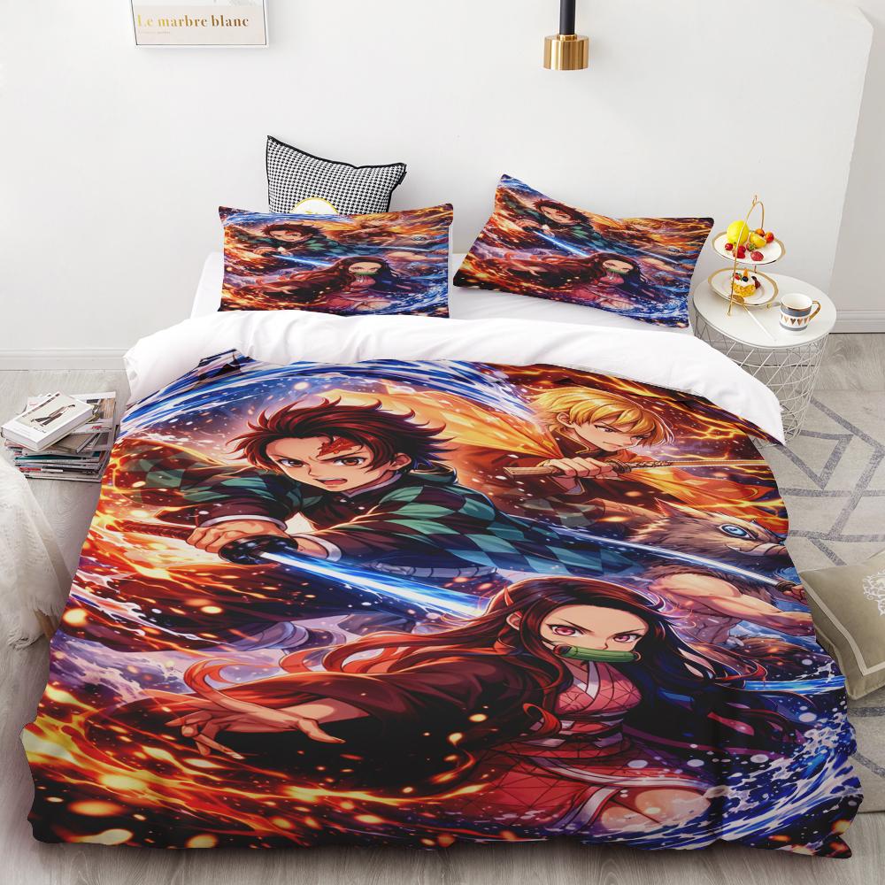 

Duvet Cover Demon Slayer Kimetsu No Yaiba Kamado Nezuko Anime Polyester Bedding Set Duvet Cover Set Printed Cartoon Home Decor 135x200cm