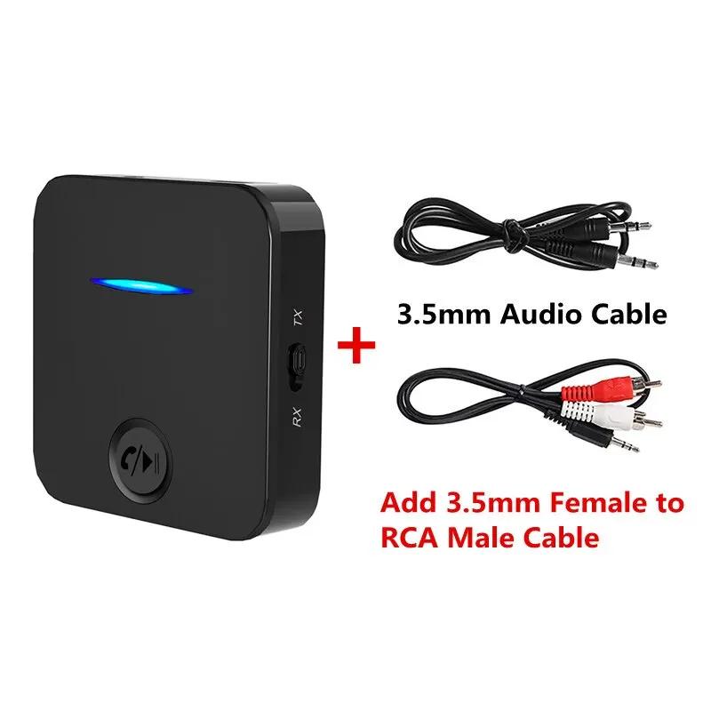 Bluetooth 5.0 Receiver Transmitter 3.5mm Aux Jack Stereo Handsfree Audio Music Wireless Adapter With Mic For Car PC TV Headphone