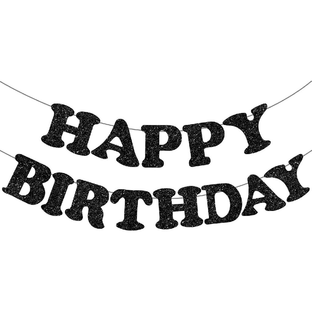 Whaline Light Pink Glitter Happy Birthday Banner Hot Girl Party Decoration Summer Hanging Garland for Pink Birthday Baby Shower Party Backdrop