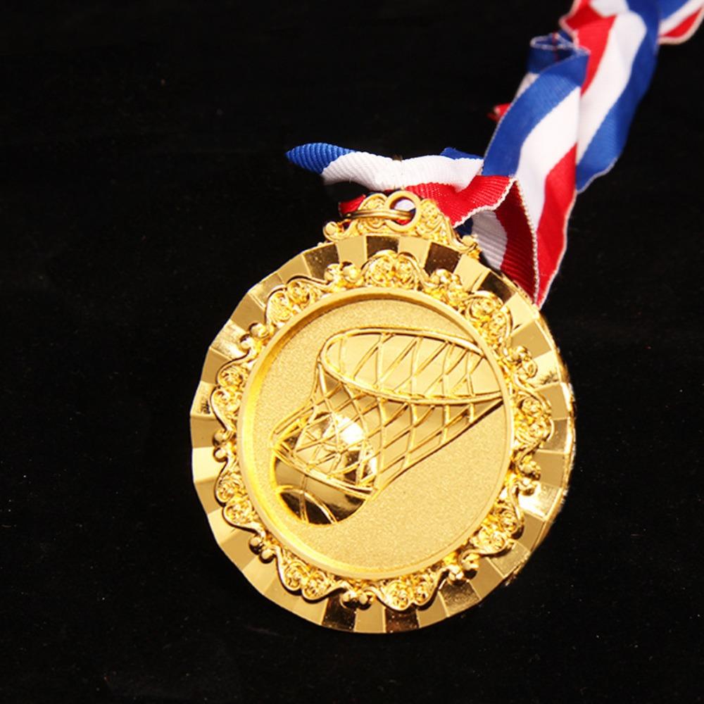 6.5cm Diameter Sports Medal Neck Ribbon Winner Round Medal Medal Presentation Gold-1