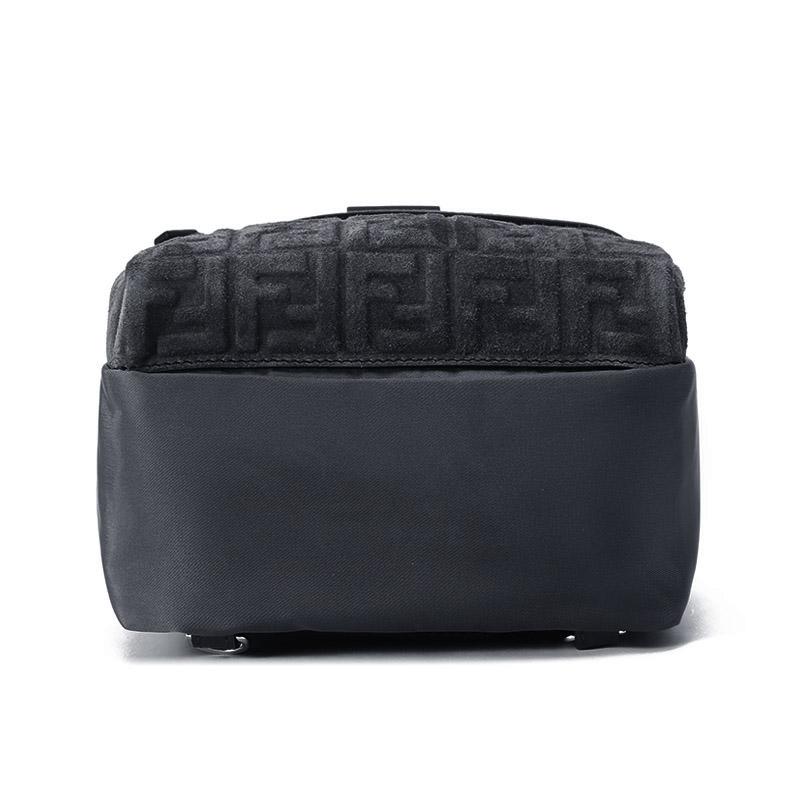 Fendi ness FF Logo Pattern Large Capacity Belt Buckle Nylon Backpack Men Backpacks Gray 7VZ067-AHU7-F1GM1