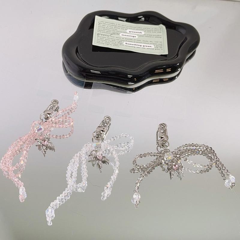 Elegant Keychain with Bowknot Pendant Phone Charm Simple Phone Lanyard Wrist Strap Hanging Keyring for Phone Case Bag