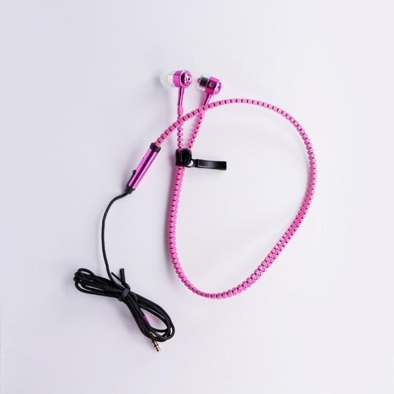 3.5mm In-Ear Zip Zipper STEREO Hands Free Headphones Headset +Mic Earphones Cool