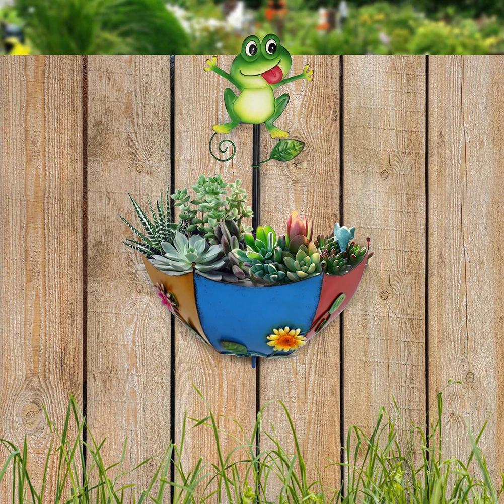 Garden Decorative Umbrella Flower Pots Wall Mounted Plants Garden Pots Vases Hanging Planter with Leakage Hole for Outdoor Patio