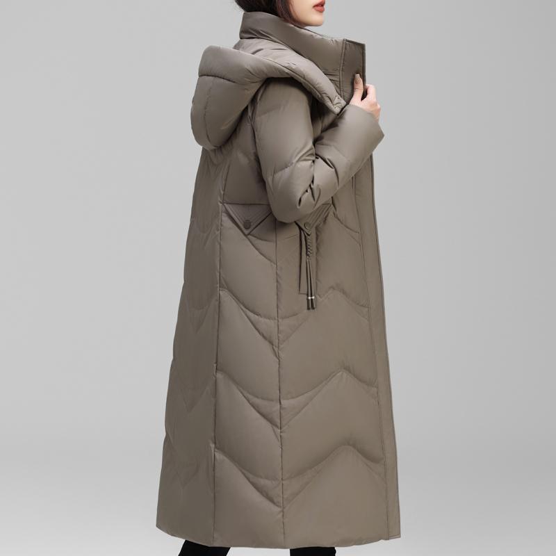 Winter Long Down Coats for Women Vintage Parkas Hooded 2026 Elegant Thick Warm Down Jackets Woman Outerwears