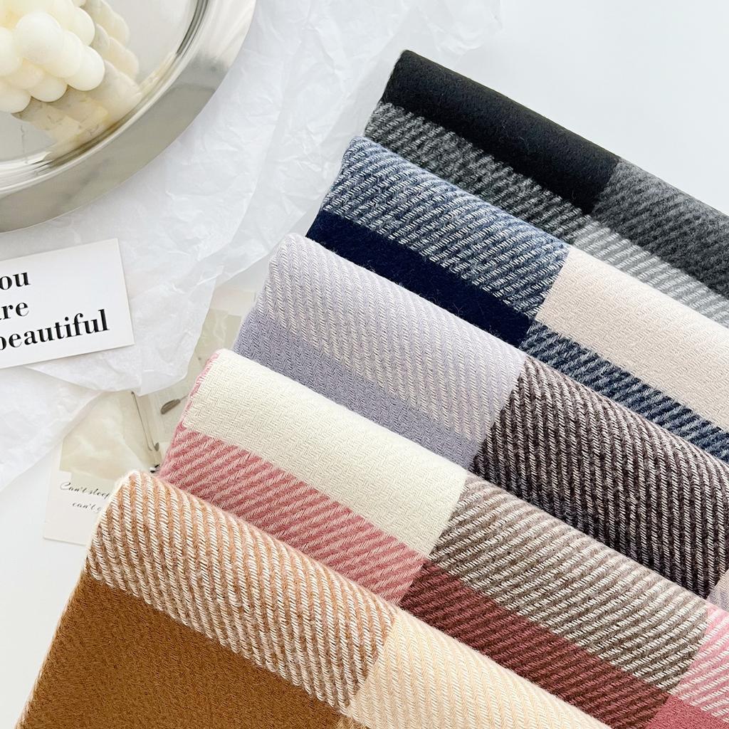 Autumn and winter British style plaid scarf men's and women's autumn and winter imitation cashmere scarf thickened warm fringed shawl scarf