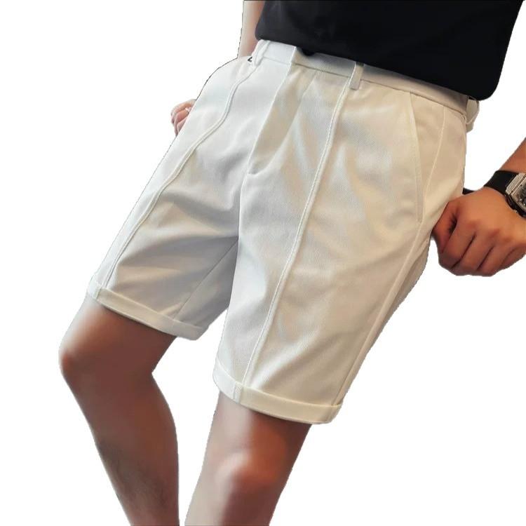 White light luxury casual suit shorts men's summer twill midline design sense thin breathable straight five-point pants