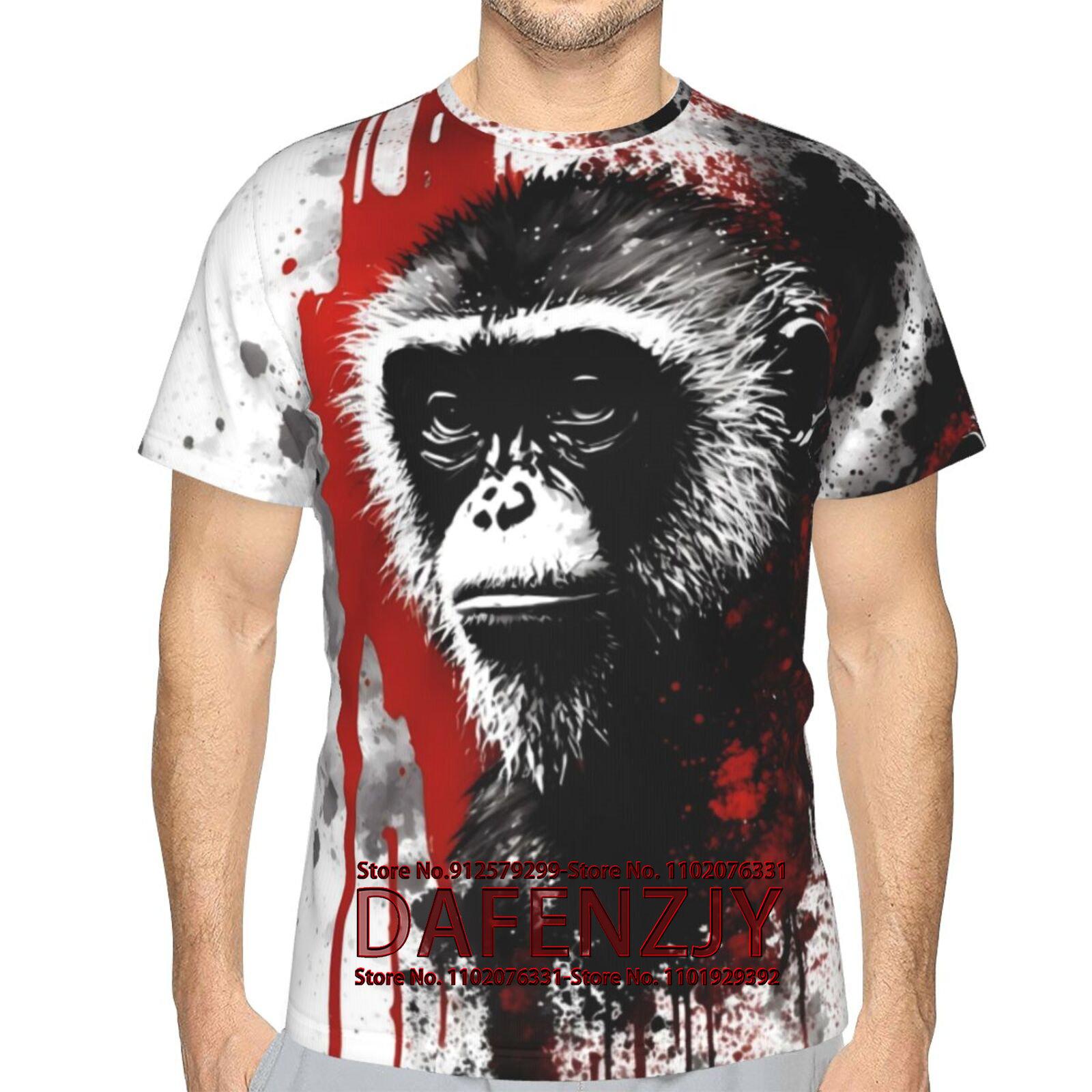 

3D Футболка для Чоловіків Жінок Рок Музика Графіка Мавпи Футболки - Крутий Дизайн Графічні Футболки з Коротким Рукавом XXXL сірий