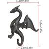 Dragon Wall Mount Hooks, Decorative Rustic Cast Iron Dragon Wall Mount Hanger Heavy Duty Shelf Bracket for Coat, Key, Hat Hanging