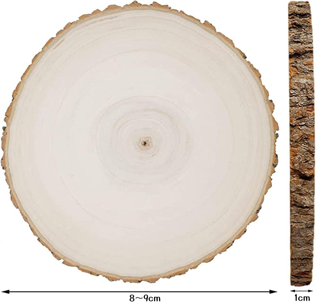 MUYYIKA Natural Pine Wood Slices, DIY Parts, Craft Supplies, Discs, Cup Mats, Keepsakes, Photography Decorations, Set of 4 (8-9cm Diameter, 1cm Thick)