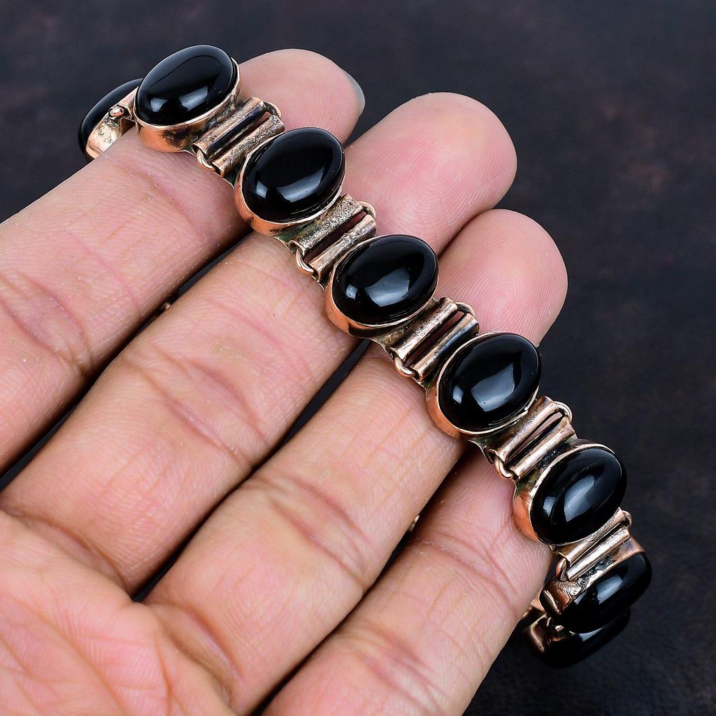 Black onyx gemstone bracelet copper bracelet handmade antique jewelry adjustable chain bracelet brand new bracelet copper jewelry for gifts