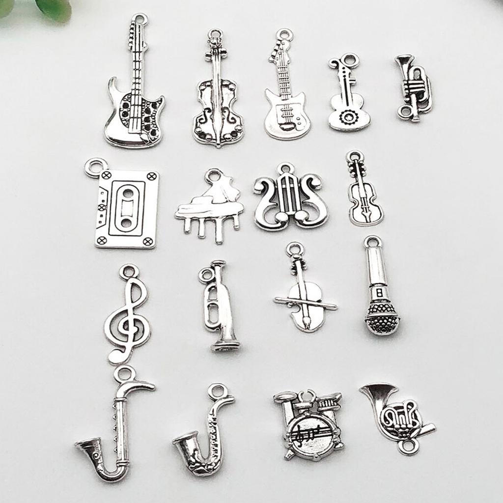 51 Pcs/Set Musical Instrument Pendant Retro Violin Pendant Music Charm Handmade Jewellery Accessories for Music Lovers