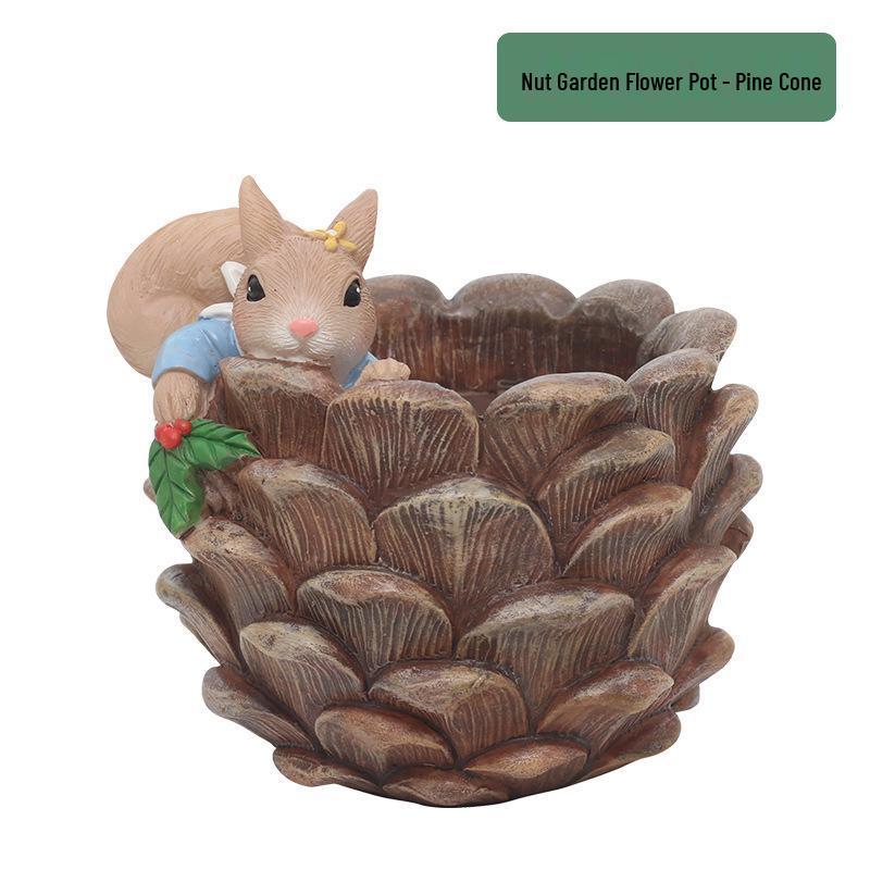 South Courtyard Cartoon Nut Garden Resin Succulent Pot – Creative Home and Balcony Decor