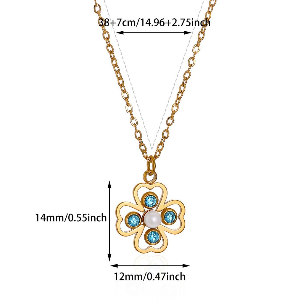 Exquisite Stainless Steel Four-Leaf Clover Necklace 18K Gold-Plated Pearl Flower-Shaped Necklace Classic Jewelry
