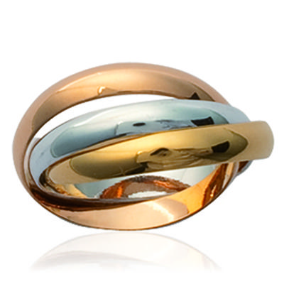 Aliança Tricolor Banhada a Ouro 'Trio' - 3 mm