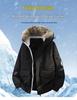 Men's Unisex Windproof Winter Workwear Down Jacket with Warm Hood & Large Fur Collar
