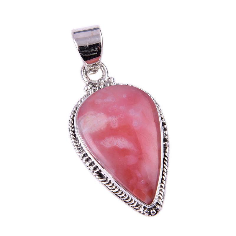 Natural Pink Opal Gemstone Handmade 925 Solid Sterling Silver Pendant 1.5" Z5j89