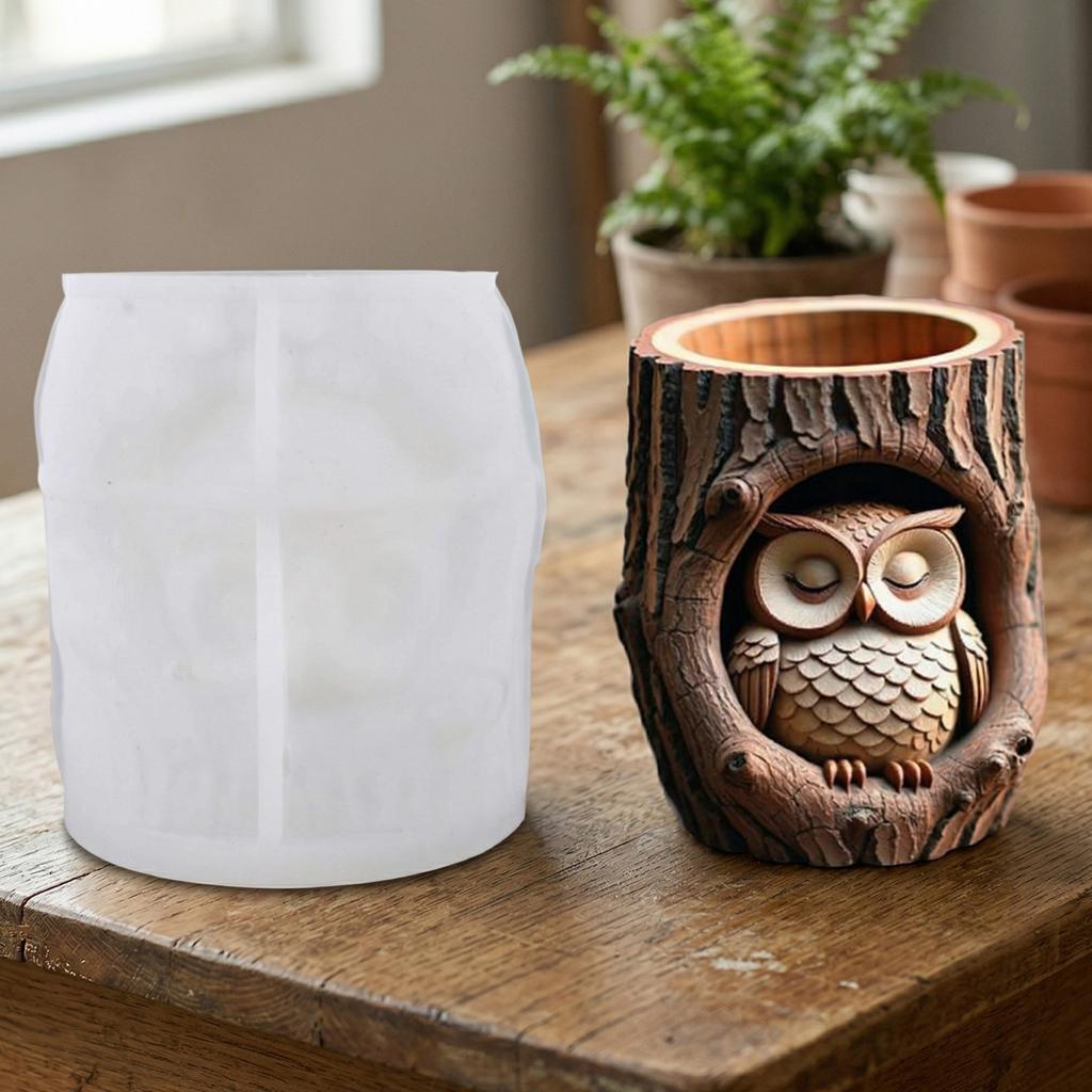 3D Animals Owl Flower Pot Moulds with Heat Resistant Silicone Owl Moulds for Epoxy Resin Concrete Plaster Crafts Decoration