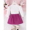 Children's Sweet Suit Spring and Autumn Girls Bubble Sleeve Love Top + Bow Skirt 2pcs Kids 6M-3Y Clothing