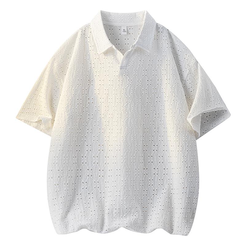 

Ice Silk Short Sleeve T-Shirt Men s Polo Shirt Summer Lapel T-Shirt XL білий