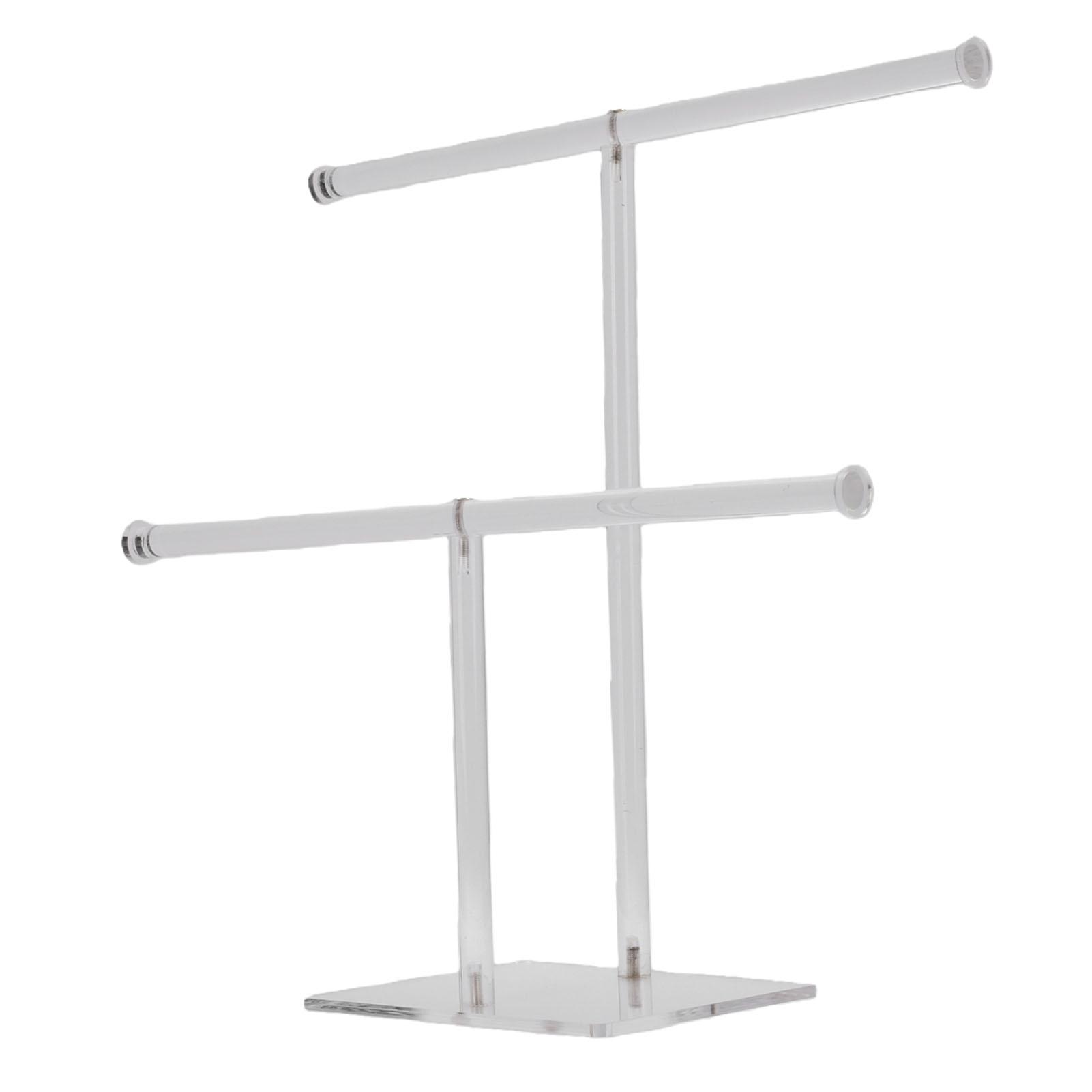 Acrylic Jewelry Display Holder 2 Tier T Shape Bracelet and Necklace Display Organization Tiered Jewelry Rack прозрачный