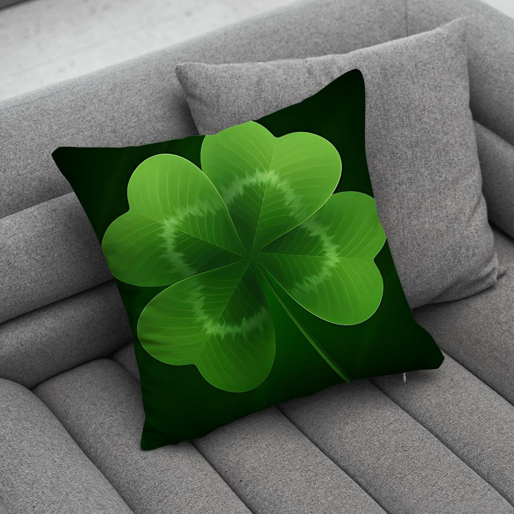 Lucky Four Leaf Clover Pillow Case Soft Cushion Cases for Farmhouse Sofa Decor Home Decorations and Protector