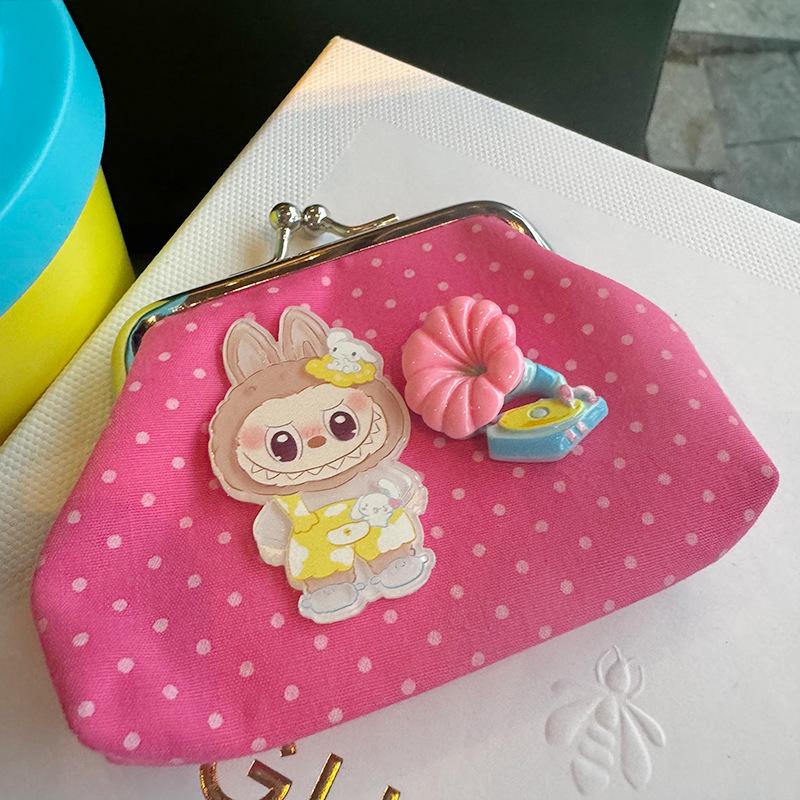 Labubu Children's Coin Purse Cartoon Retro L Girly Heart Key Bag Hand Coin Bag Girl
