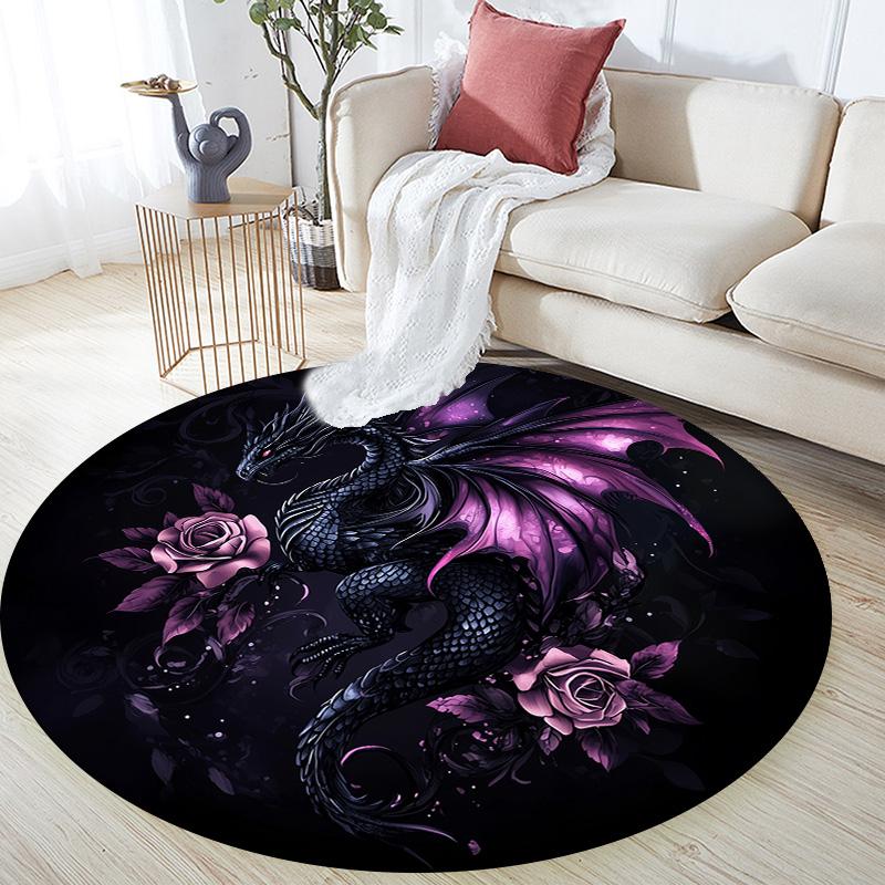 

Purple Dragon,Round Area Rug,Carpet Rug for Living Room Bedroom Sofa Playroom Decor,Non-slip Floor Mat 80cmx80cm