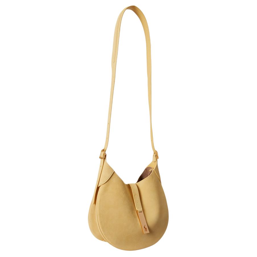 Polo Ralph Lauren Polo ID Brand Logo Cowhide Leather Shoulder Bag Small Women Shoulder Bag Lemon-Yellow WAPOBAG02V20223